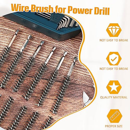 Geiserailie Bore Brush Bristles Wire Brush for Power Drill Cleaning Wire with Hex Shank Handle for Power Drill Cleaning(20 Pieces,Stainless Steel) - style: Stainless Steel
