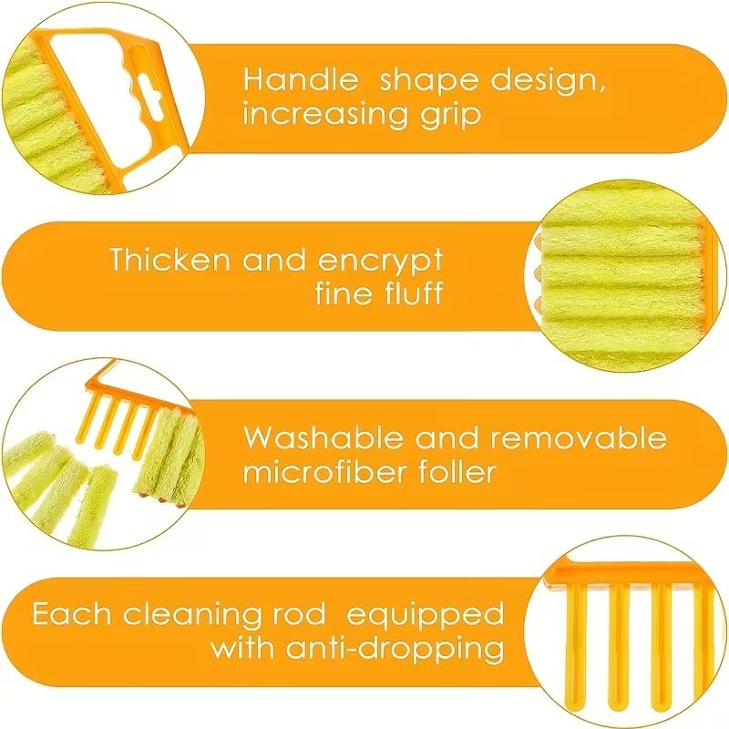 2pcs Microfibers Washable Window Cleaning Brushes for Effortless Dust Collection and Blinds Cleaning, Yellow - color: Yellow