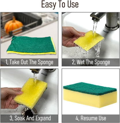 15 Pcs Kitchen Cleaning Sponge, Double Face Non-Scratch Scrub Sponge, Long Lasting, Super Absorbent Cleaning Supplies, for Kitchen Dishes and Cleaning