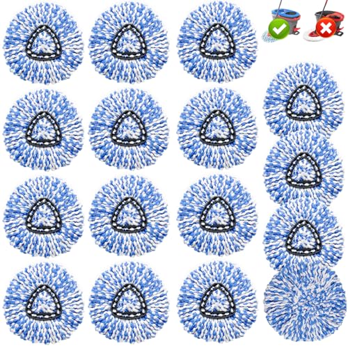 16 Pack Spin Mop Replacement Heads, Only Fit for RinseClean 2-Tank System, 100% Microfiber Spin Mop Refill Head,Spinning Mop Head Replacement for Floor Cleaning - size: 16Pack