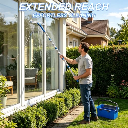 76“Professional Squeegee Window Cleaning Kit with Extension Pole,Window Cleaning Kit,Window Washing Tool for Indoor Outdoor Windows & Car Glass Easy to use, Great for high-Rise Hard-to-Reach Windows - size: 76"Window Squeegee