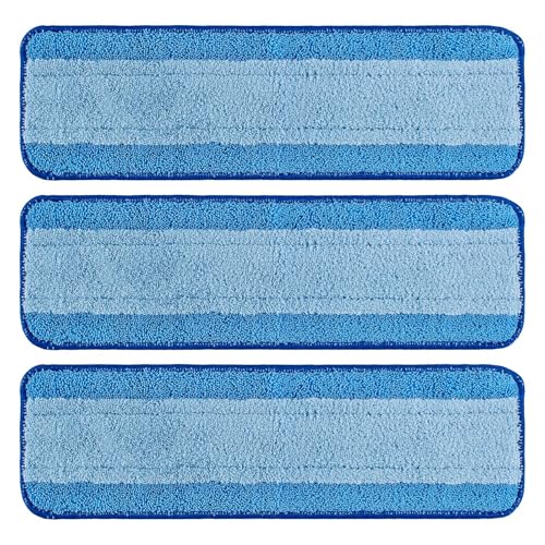 Mop Replacement Pads for Bona, Microfiber Cleaning Pad for Bona, 3 Pack 18 Inch Mop Cleaning Pads for Bona Hardwood & Hard Surface Floors, Reusable & Washable & Microfiber Mop Pads for Bona Mop