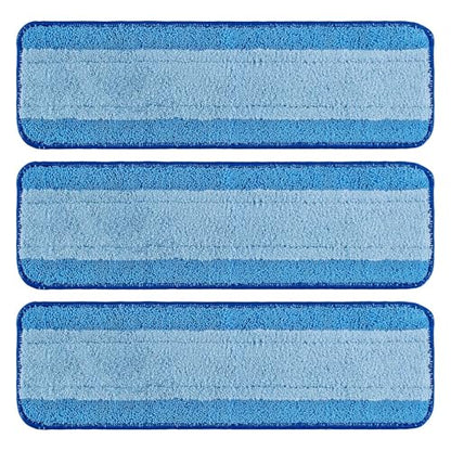 Mop Replacement Pads for Bona, Microfiber Cleaning Pad for Bona, 3 Pack 18 Inch Mop Cleaning Pads for Bona Hardwood & Hard Surface Floors, Reusable & Washable & Microfiber Mop Pads for Bona Mop
