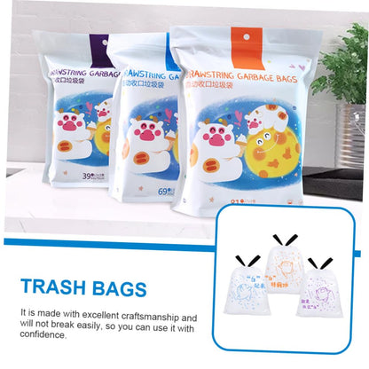 Thickened Household Garbage Bags with Drawstring 69pcs 50x55cm Large Trash Bags for Kitchen and Bathroom Suitable for Bin Diameter ≤37cm