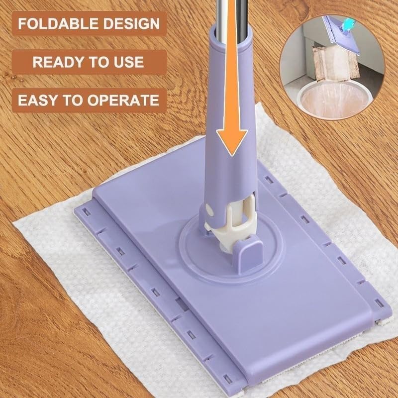 Clip-to-Grip Floor Mop, Snap Grip Mini Mop, Retractable Gap Cleaner Flat Mops with Locking Head & Sweeping Cloths, Long Handle Mopping Sweeper Stick for Floors (37in-W+ Cloth*10) - color: 37in-w+ Cloth*10
