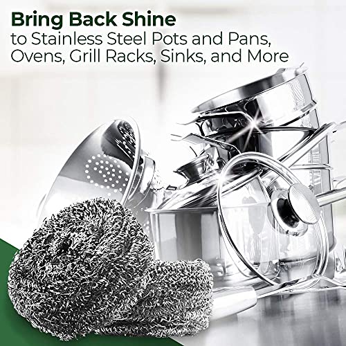 Stanley Home Products Stainless Steel Scrubbers – Rust Resistant Sponge for Pots, Pans, Grills, Ovens, Sinks and Tools – Metal Scrubbers for Kitchen & Garage Cleaning (1 Pack - 2 Count)