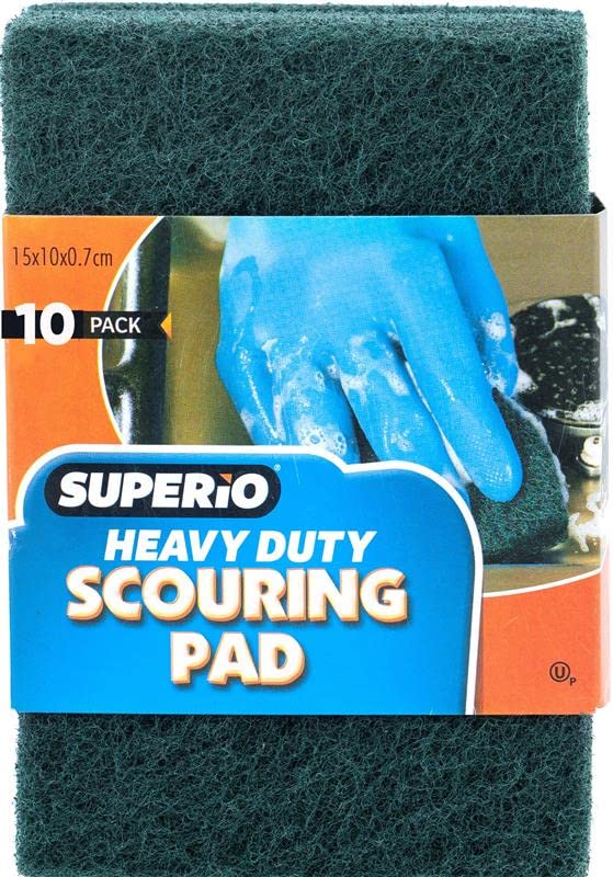 Scouring Pad Non-Scratching Scrubber Non-Scratch Cleaning Scrub Pads, Heavy Duty Scouring Pad, Reusable Kitchen Scrubbing Pad Pack of 10, Green, by Superio… - size: Green (10-pack)