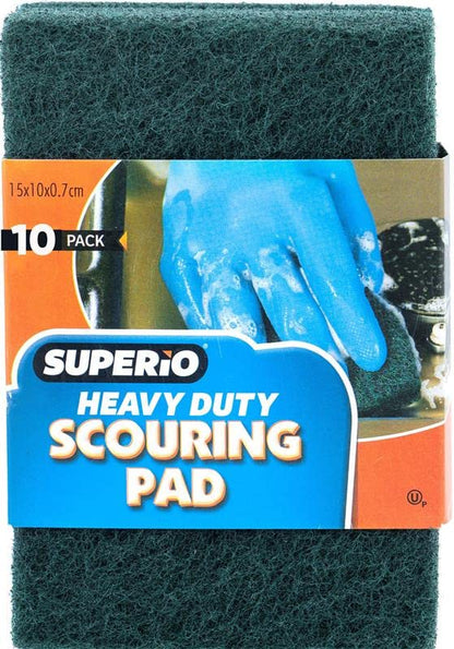 Scouring Pad Non-Scratching Scrubber Non-Scratch Cleaning Scrub Pads, Heavy Duty Scouring Pad, Reusable Kitchen Scrubbing Pad Pack of 10, Green, by Superio… - size: Green (10-pack)