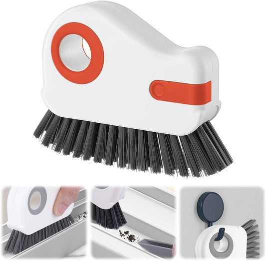 2-in-1 Groove Cleaning Brush with Hidden Scraper, Window Track Cleaner Brush, Crevice Cleaning Tool for Sliding Door Tracks, Window Sills, Narrow Gaps, Kitchen & Bathroom Cleaning (Orange) - color: Orange
