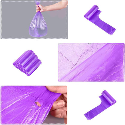 100 Counts 4 Gallon Trash Bags, 23.6 Inch x 17.7 Inch Kitchen Small Garbage Bags with Handles for Bathroom, Household Contractor Bags (Purple)