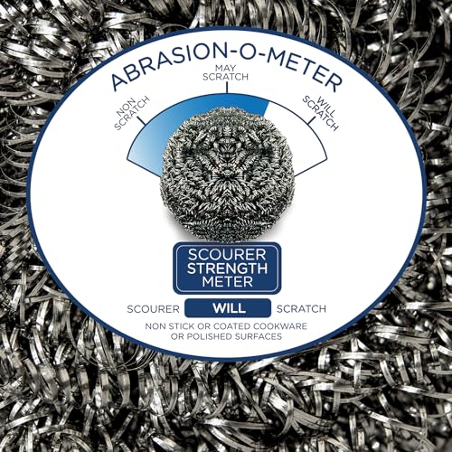 Stainless Steel Wool Scouring Pads, 12 Pack, by LOLA Brand, 18 Grams - Curled Flat Wire, Cleans Caked On & Baked On Messes on Cookware - size: 12 Pack, style: Standard