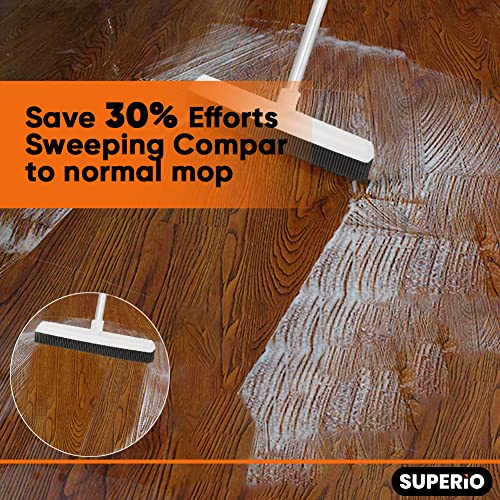 Rubber Bristle Broom for Hardwood Floors, Tiles, Carpets, Wood, and Vinyl Salon Broom, Rubber Squeegee Broom, Rubber Rake for Human Hair, Pet Hair, Fur, Lint, Liquid, Grey, by Superio (Head Only) - size: Head Replacement