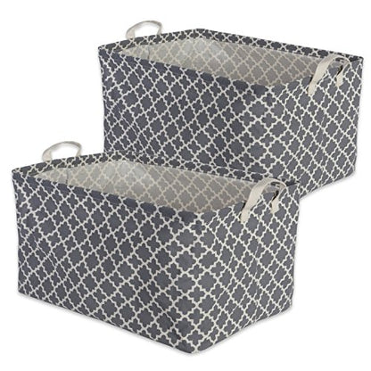 DII Laundry Storage Collection, PE Coated Collapsible Bin with Handles, Gray Lattice, Large Set, 10.5x17.5x10" - color: Gray Lattice, size: Large Set, 10.5x17.5x10"