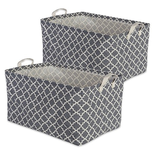 DII Laundry Storage Collection, PE Coated Collapsible Bin with Handles, Gray Lattice, Large Set, 10.5x17.5x10" - color: Gray Lattice, size: Large Set, 10.5x17.5x10"