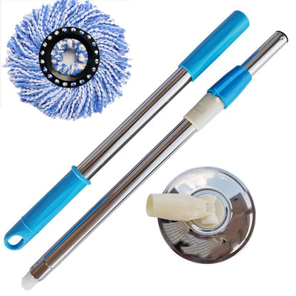 Spin Mop Replacement Handle, 47.6-inch 360 Degrees Rotating Telescopic Replacement Mop Stick with a Robust Stainless Steel Disc for Spin Mop Bucket Cleaning System (Stainless Steel Disc,Blue) - color: Blue, style: Stainless Steel