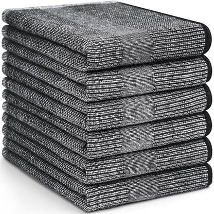 Homaxy Premium Kitchen Towels(18”x 28”, 6 Pack), Large Cotton Kitchen Hand Towels, Flat and Terry Dish Towels, 380 GSM Highly Absorbent Tea Towel Set with Hanging Loop, Black - color: Black, style: 6-pack
