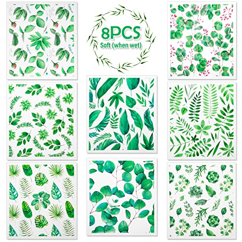 Lucomb 8 Pack Swedish Dish Cloths Washable, Reusable Cleaning Kitchen Paper Towel Sponge Dishcloths, Fast Drying Absorbent Hand Wipes Odorless Tea Towel for Kitchen Home Bar (Plants) - color: Green Plants