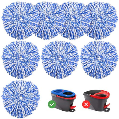 8 Pack RinseClean Spin Mop Replacement Head Refills Compatible with O Ceda RinseClean 2 Tank System, Blue Microfiber Mop Refills for Floor Cleaning - size: 8 PCS Mop Head