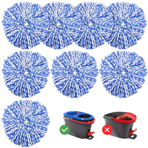 8 Pack RinseClean Spin Mop Replacement Head Refills Compatible with O Ceda RinseClean 2 Tank System, Blue Microfiber Mop Refills for Floor Cleaning - size: 8 PCS Mop Head