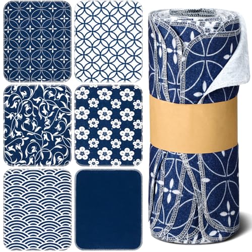 36 Pack Japanese Reusable Cleaning Cloths Washable Cotton Kitchen Towels for Home (Blue) - color: Blue, style: Asian
