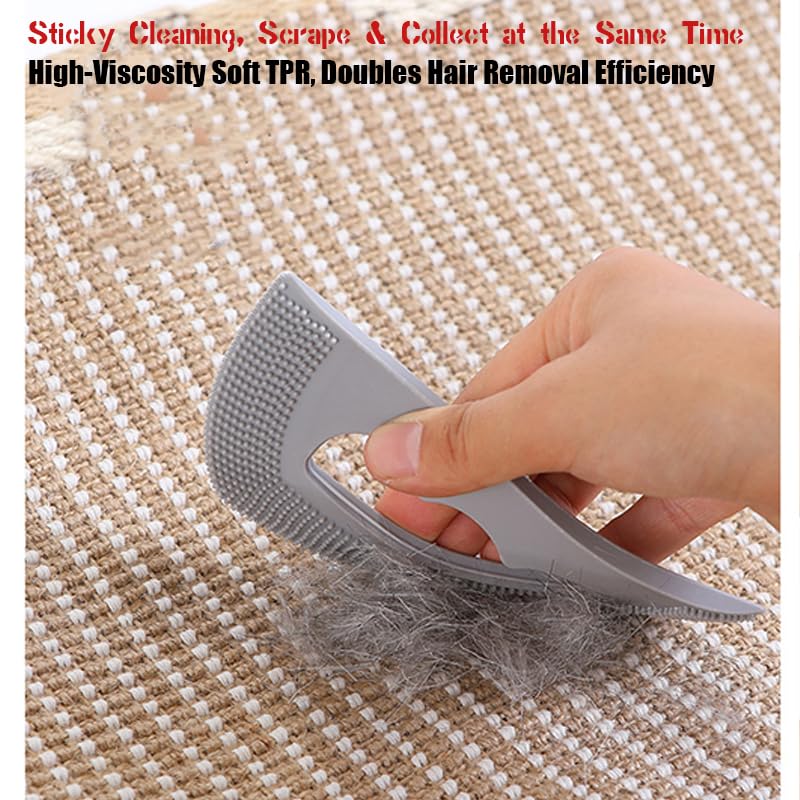 Silicone Pet Hair Remover – 2-Pack Portable Lint & Fur Scraper for Cats, Dogs & Upholstery, Dual-Edge Rubber Brush Lifts Hair from Sofa, Carpet, Car Seats – Gray