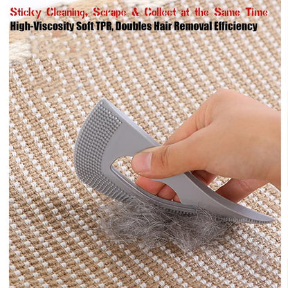 Silicone Pet Hair Remover – 2-Pack Portable Lint & Fur Scraper for Cats, Dogs & Upholstery, Dual-Edge Rubber Brush Lifts Hair from Sofa, Carpet, Car Seats – Gray