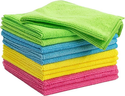 5 PCS Microfiber Cleaning Cloth - 12"x12" Absorbent Towels Weave Grime & Liquid for House,Kitchen,Window,Car