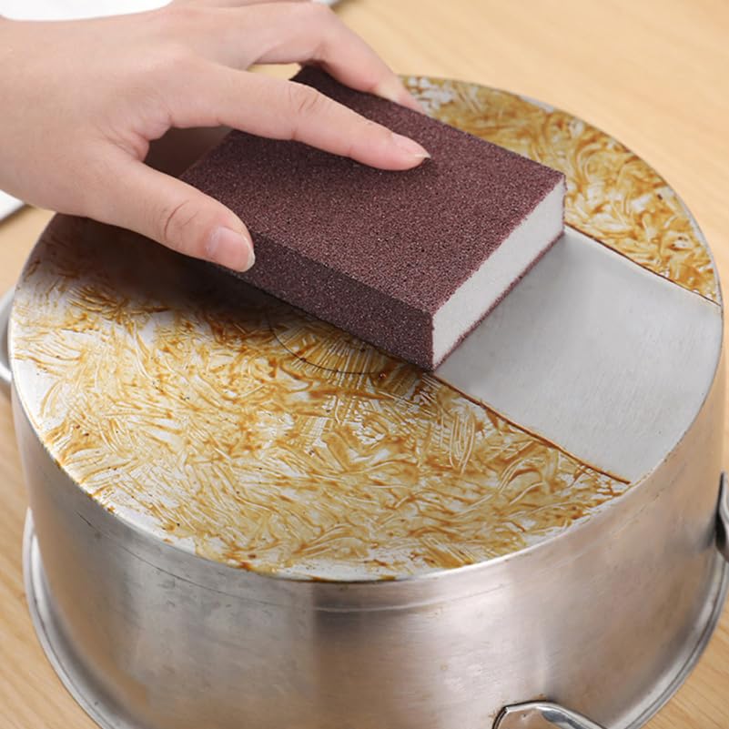 Baluue Nano Carborundum Sponge 3.93X2.75X0.98In Kitchen Scrub Sponge Non-Toxic Household Scrubbing for Stain Removal and Multi-Surface Cleaning