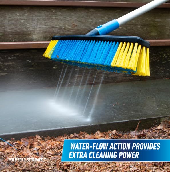 Unger Professional Lock-On 24” Multi-Purpose Push Broom – Professional Grade, Dual-Bristle Push Broom, with Water-Flow Action Floor Sweeper for Home & Business