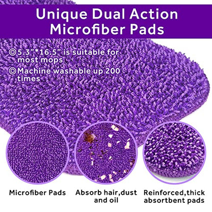 16.5" Microfiber Mop Pads Refills, 3 Pack Reusable Replacement Heads | reusable wet mop refills, machine washable for 14-16 inch spray mops, hardwood floors, dust cleaning & scrubbing - color: 16"purple*3