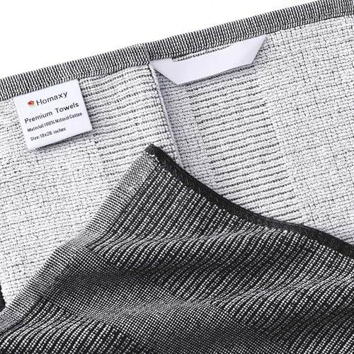 Homaxy Premium Kitchen Towels(18”x 28”, 12 Pack), Large Cotton Kitchen Hand Towels, Flat and Terry Dish Towels, 380 GSM Highly Absorbent Tea Towel Set with Hanging Loop, Black - color: Black, style: 12-pack