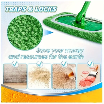 Microfiber Mop Pads - 4 Pack Reusable Washable Refills for Wet & Dry Floor Cleaning - Fits Most Standard Mops - Green Household Cleaning Pads - color: Green