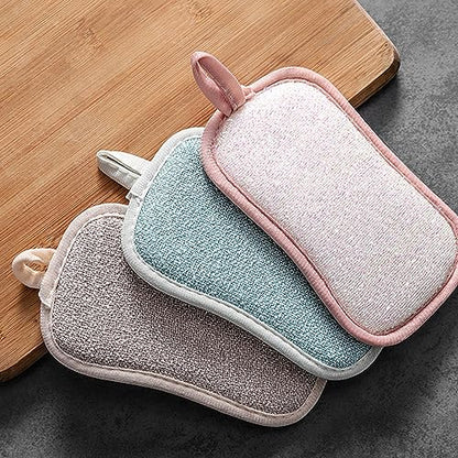 4 Pack Kitchen Scrub Sponge Dual Action Washing Up Cleaner Heavy Duty Scouring Pads Household Cleaning Wash Cloth (4)