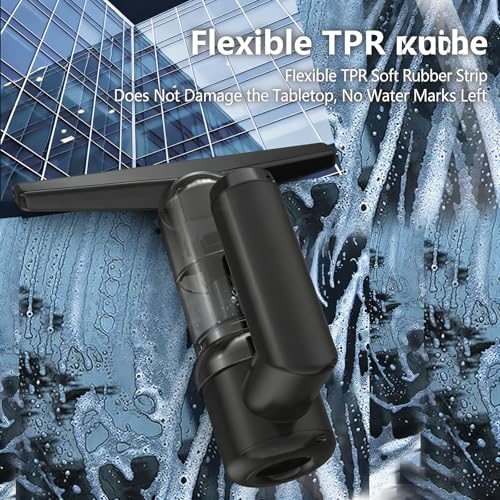 Handheld Window Vacuum Strong Suction Rechargeable Machine Suitable for Home and Office Glass Window Vacuum - color: Black