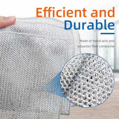 EytGva15 PCS Non Scratch Steel Scrubbers Wire Dishwashing Rags Metal Dish Cloth,Alternative to Steel Wool Scrubbers, Multifunctional Kitchen Cleaning Cloths for Pots,Pans,Dishs,Flatwarel - size: 7.8"L x 7.8"W
