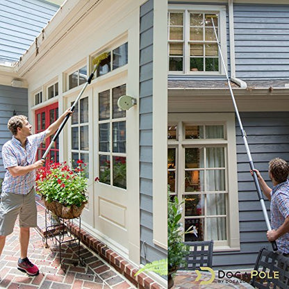 DOCA Telescoping Pole 7-30 Ft - Extension Pole for Cleaning, Feather Duster, Window Washing Kit, Paint Roller, Window Squeegee - High Reach Extendable Kit for Indoor & Outdoor - Squeegee Scrubber - size: 30 Ft, style: Squeegee Scrubber