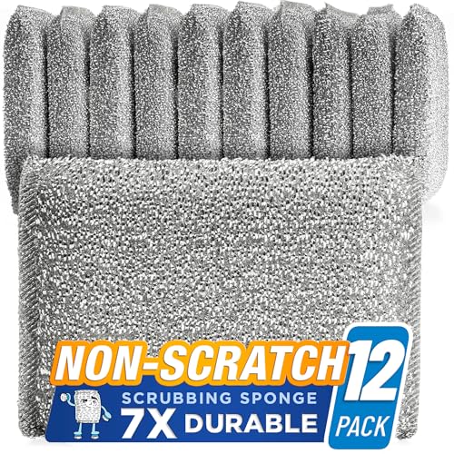 Kitchen Scrubbing Sponges - Heavy Duty Non-Scratch Scrubbing Cleaner Sponges in 1 Color - Multi-Surface Non-Metal Dish Scouring Scrubbers for Fast Cleaning. (12 Pack) - size: 12 Count (Pack of 1)