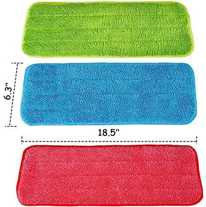 12Pack Microfiber Mop Pads, 18.5 x 6.3 Inch Reusable and Washable Spray Mop Pads, Wet and Dry Household Mop Pad Replacement, Set of 12(Colorful) - color: Colorful