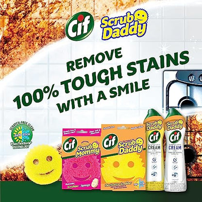 Scrub Daddy Sponges + Scrub Mommy + Cif All Purpose Cleaner, Original - Non Scratch Sponges for Kitchen + Bathroom - Scrubber and Multipurpose Cleaner Cream - Cleaning Supplies Kit