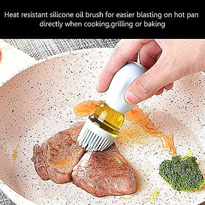 Oil Dispenser with Brush - Glass Olive Oil Dispenser for Kitchen, 2 IN 1 Oil Dispenser Bottle with Silicone Basting Brush for Cooking Vinegar Sauce BBQ Grill Frying, T-OB21, Green - color: Green