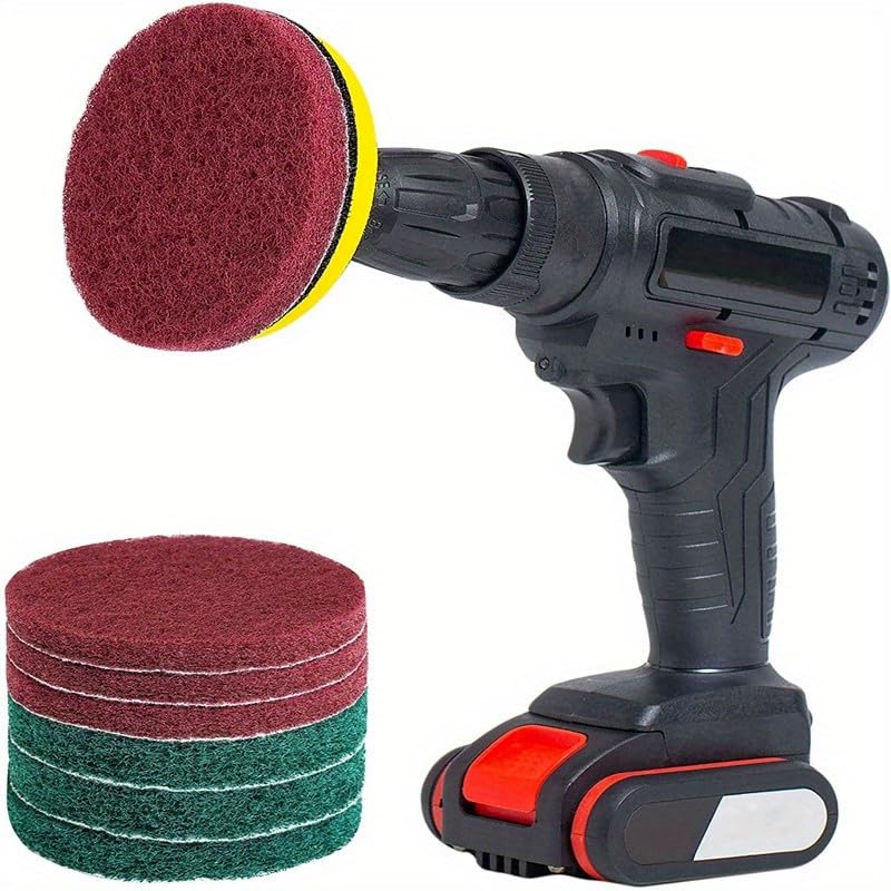 3/4 Inch Drill Power Brush Tile Scrubber Scouring Pads Cleaning Kit Household Cleaning Tool for Bathroom Floor Tub Polishing Pad (3Inch) - size: 3Inch