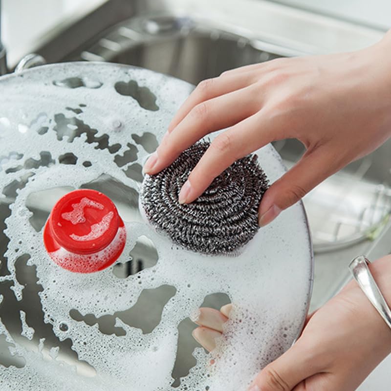 12Pcs Upgraded Steel Wool Scrubbers, Premium Stainless Steel Scrubber, Metal Scouring Pads, Steel Wool Pads, Kitchen Cleaner, Heavy Duty Cleaning Supplies