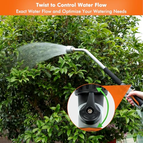 RESTMO Long Watering Wand, 24 Inches Gentle Soft Full Shower Sprayer Wand with Flow Control, Heavy Duty Metal Hose Wand for Hanging Baskets, Shrubs, Plants, Flowers, Garden and Lawn, Orange - color: Orange