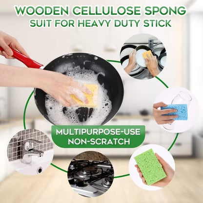 1 Pack Cellulose Sponge Kitchen Sponge for Dish Cleaning, Soft Non Scratch Absorbent Cleaning Sponge Reusable Dishwashing Sponge Soft Scrub Pad for Kitchen Bathroom Household Daily Use (Blue) - color: Blue
