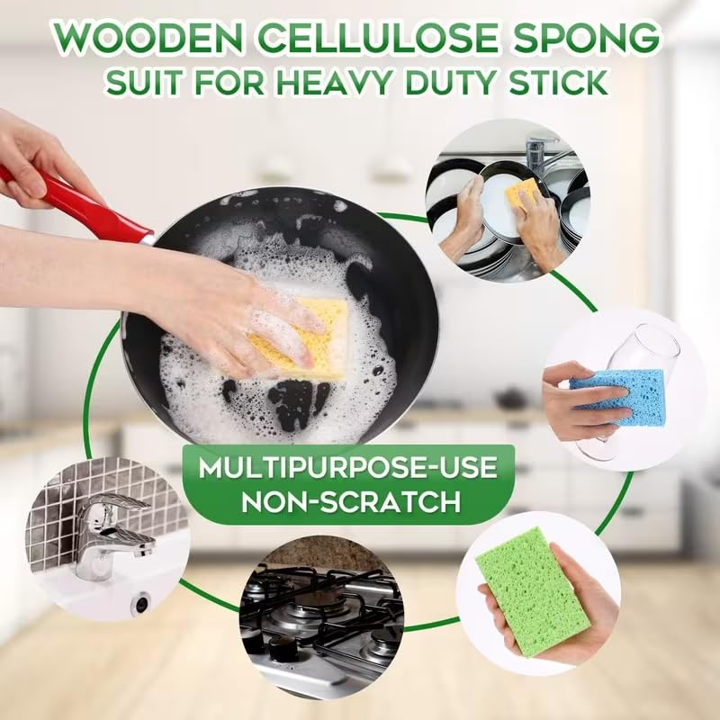 1 Pack Cellulose Sponge Kitchen Sponge for Dish Cleaning, Soft Non Scratch Absorbent Cleaning Sponge Reusable Dishwashing Sponge Soft Scrub Pad for Kitchen Bathroom Household Daily Use (Yellow) - color: Yellow