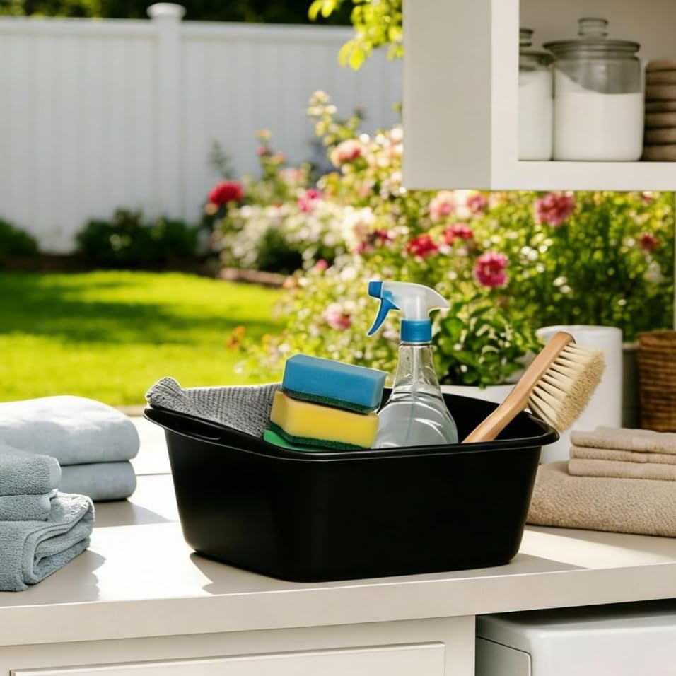 Plastic Wash Tub Dishpan Basin and Foot Bath for Soaking Feet, Laundry Hand Wash Bucket, Dish Pans for Washing and Storage Cleaning Supplies - 18 Qt - Heavy Duty