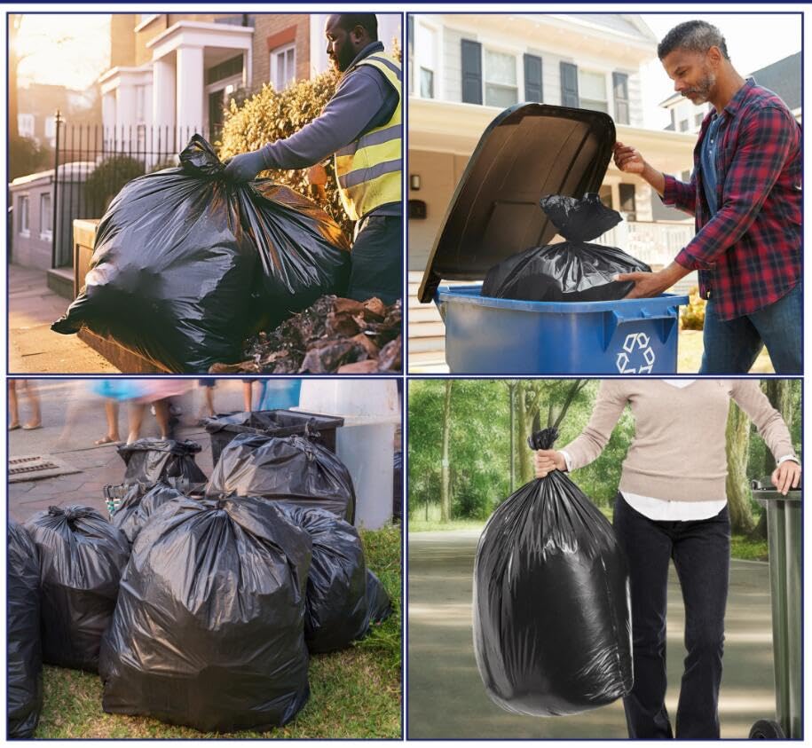 Teivio Black Large Trash Bags 64-65 Gallon 13 Count | Large Multipurpose | Fit 60,62,63,64,65 gallon Garbage Bin Liner | Kitchen | Lawn And Leaf Bags Outdoor Yard Waste Bag | Workshops Trash - size: 1 Count (Pack of 13), style: 13pcs-64 65 Gallon-Black