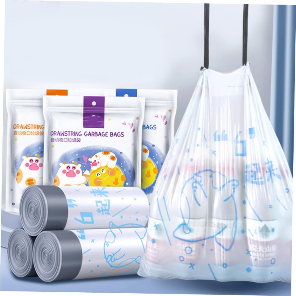 Thickened Portable Refuse Bags 69pcs 50x55cm Drawstring Garbage Bags for Kitchen Trash Cans to 37cm Diameter Household Rubbish Holder High Tenacity