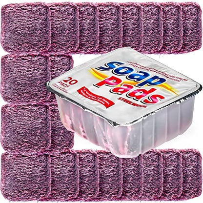 SteadMax 20 Pack Steel Wool Soap Pads, Pre-Soaped Metal Scouring Pads for Easy Cleaning of Dishes, Pans, Ovens and Pots - size: 20 Pack
