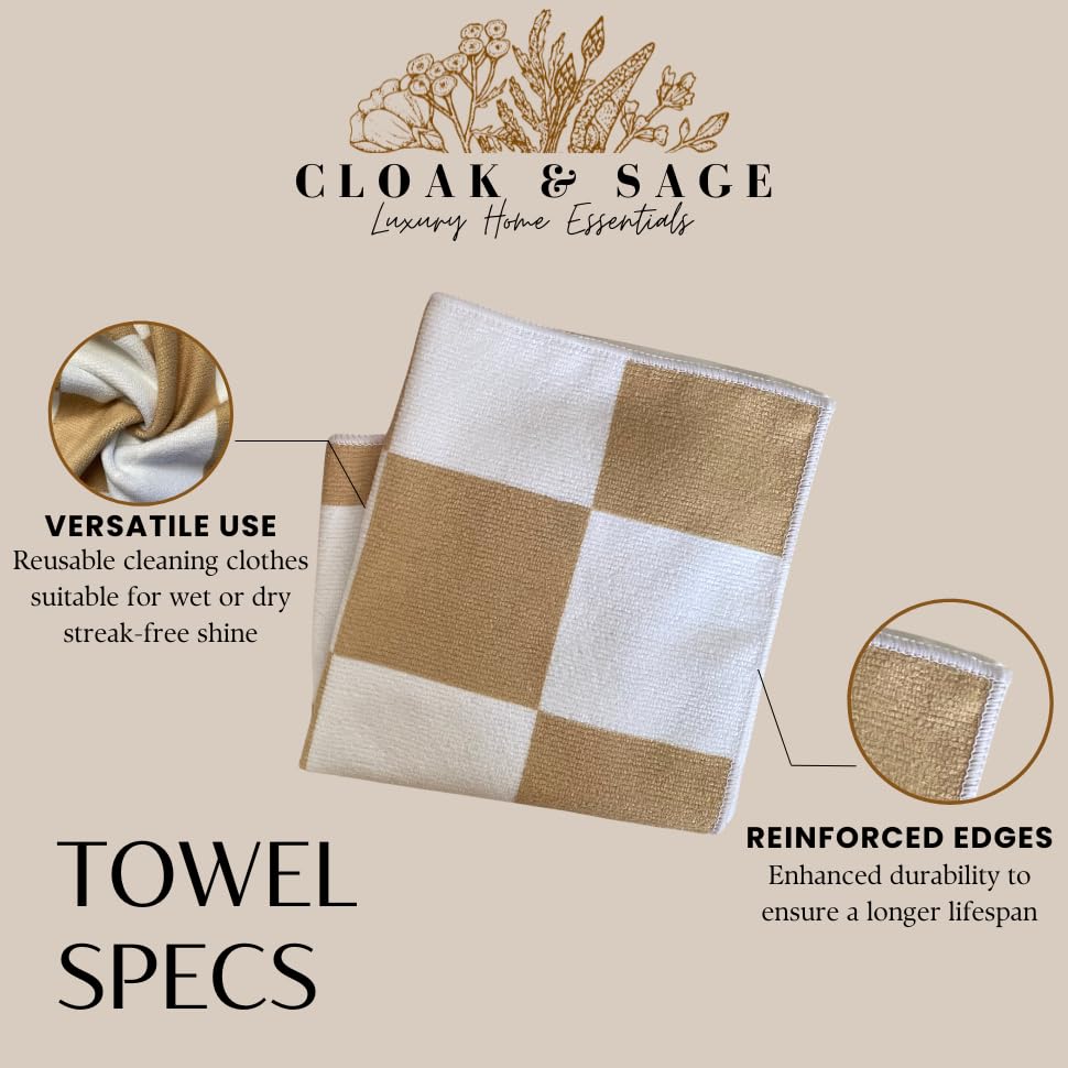 Microfiber Cleaning Cloths 13x13 – Lint-Free, Streak-Free Reusable Towels for Kitchen, Glass, Bathroom & Car | Cloak & Sage - color: Sage